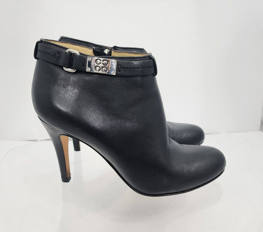 Coach Biancca 8.5 B Black Soft Calf Leather/Heels/Ankle Boots/Zip Booties Used